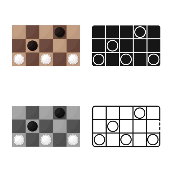 Isolerat objekt av spelet och Checker symbol. Uppsättning spel och strategi vektor ikon för lager. — Stock vektor