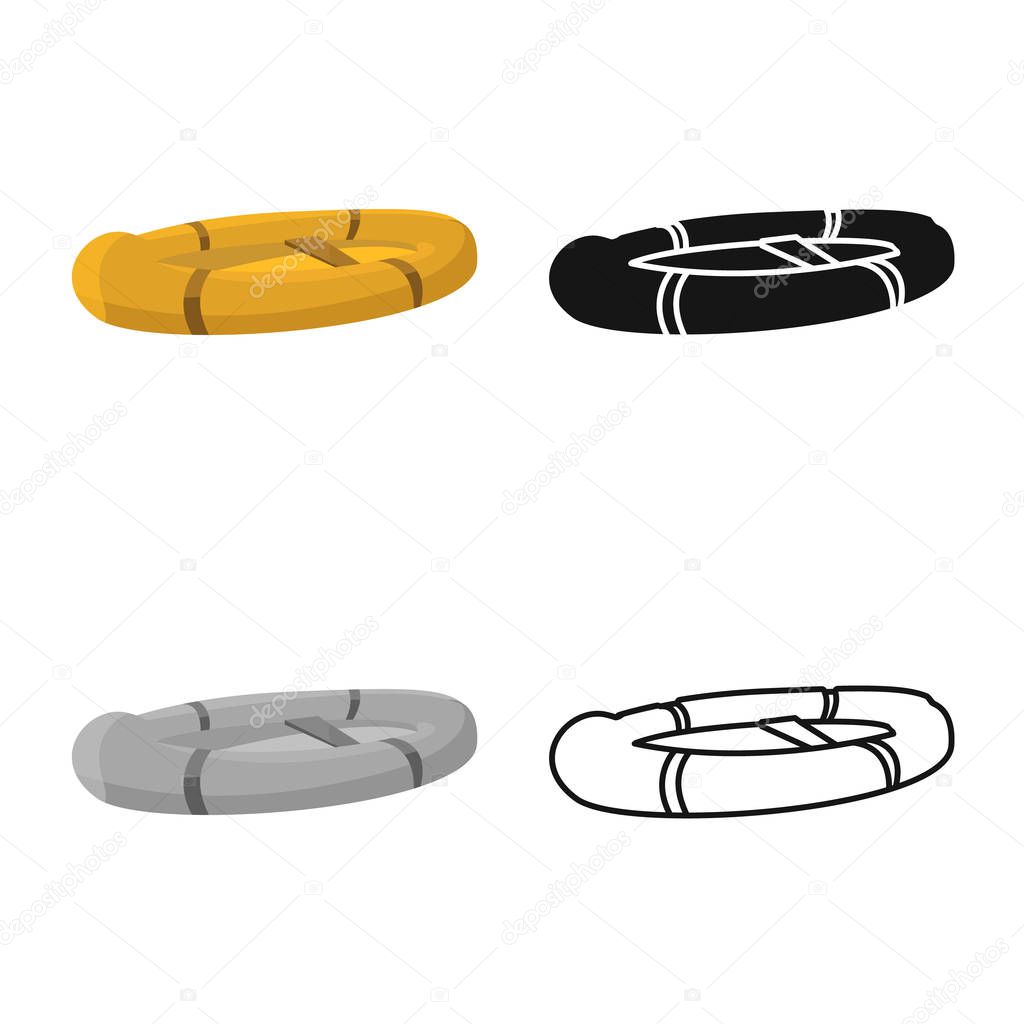 Vector illustration of inflatable and boat logo. Set of inflatable and rubber stock symbol for web.