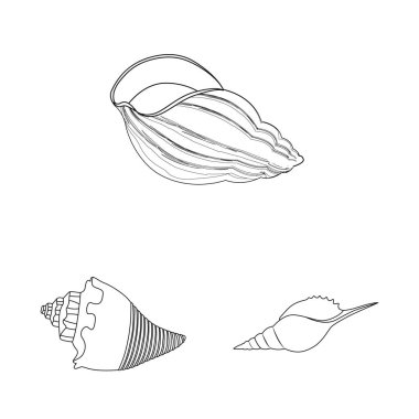 Egzotik ve deniz ürünleri logosu vektör tasarımı. Stok için egzotik ve suvektör simgesi koleksiyonu.