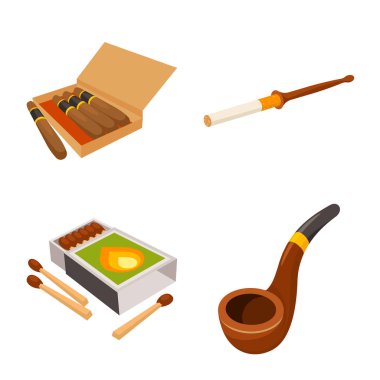 Tütün ve alışkanlık logosu vektör illüstrasyon. Stok için tütün ve sigara vektör simgesi koleksiyonu.