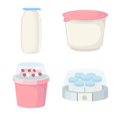Süt ve taze sembol Vektör illüstrasyon. Web için süt ve gıda stok sembolü koleksiyonu.