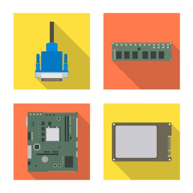 Aksesuar ve cihaz logosunun yalıtılmış nesnesi. Stok için aksesuar ve elektronik vektör simgesinin toplanması.