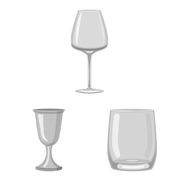Изолированный объект вместимости и знак стеклотары. Набор векторной иллюстрации емкости и запасов ресторана . — стоковый вектор
