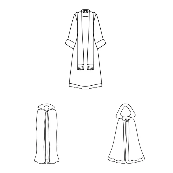 Illustrazione vettoriale dell'abito e del simbolo dell'indumento. Set di vestaglia e icona vettoriale stoffa per magazzino . — Vettoriale Stock