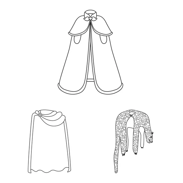 Isolierte Objekt der Robe und Kleidungsstück Zeichen. Sammlung von Roben und Stoffbeständen als Vektorillustration. — Stockvektor