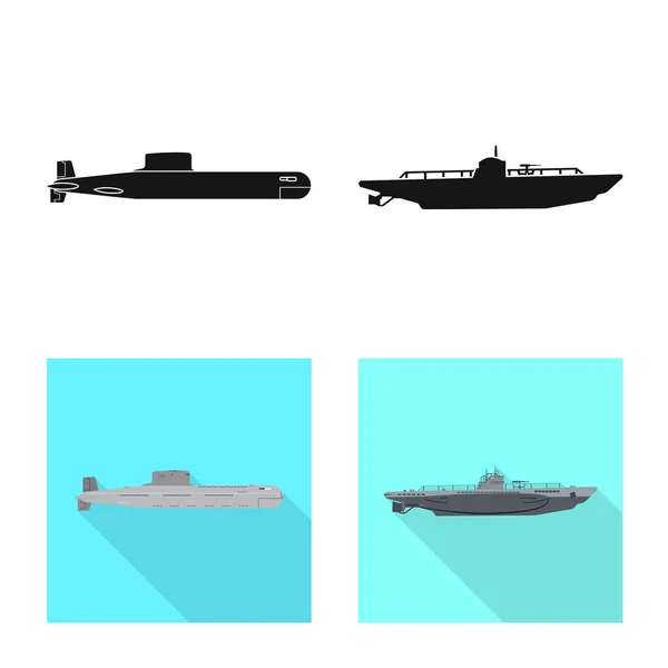 Illustration vectorielle de la guerre et logo du navire. Ensemble de symbole de stock de guerre et de flotte pour le web . — Image vectorielle