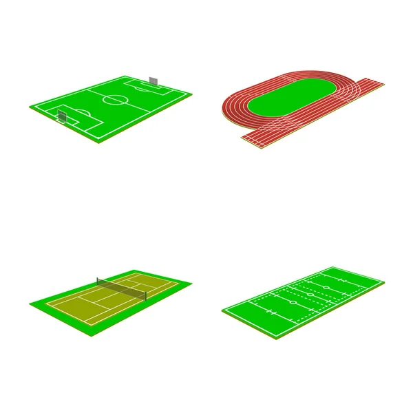Objet isolé du stade et de l'herbe signe. Collection d'illustration vectorielle de stock de stade et de jeu . — Image vectorielle