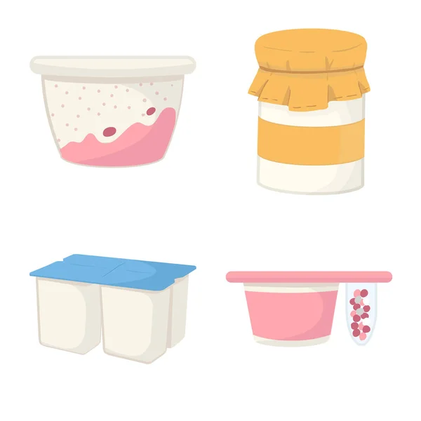 Conception vectorielle de produits laitiers et symbole frais. Collecte d'illustration vectorielle des stocks laitiers et alimentaires . — Image vectorielle