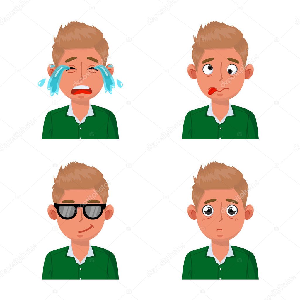 Vector design of face and boy icon. Collection of face and young stock symbol for web.