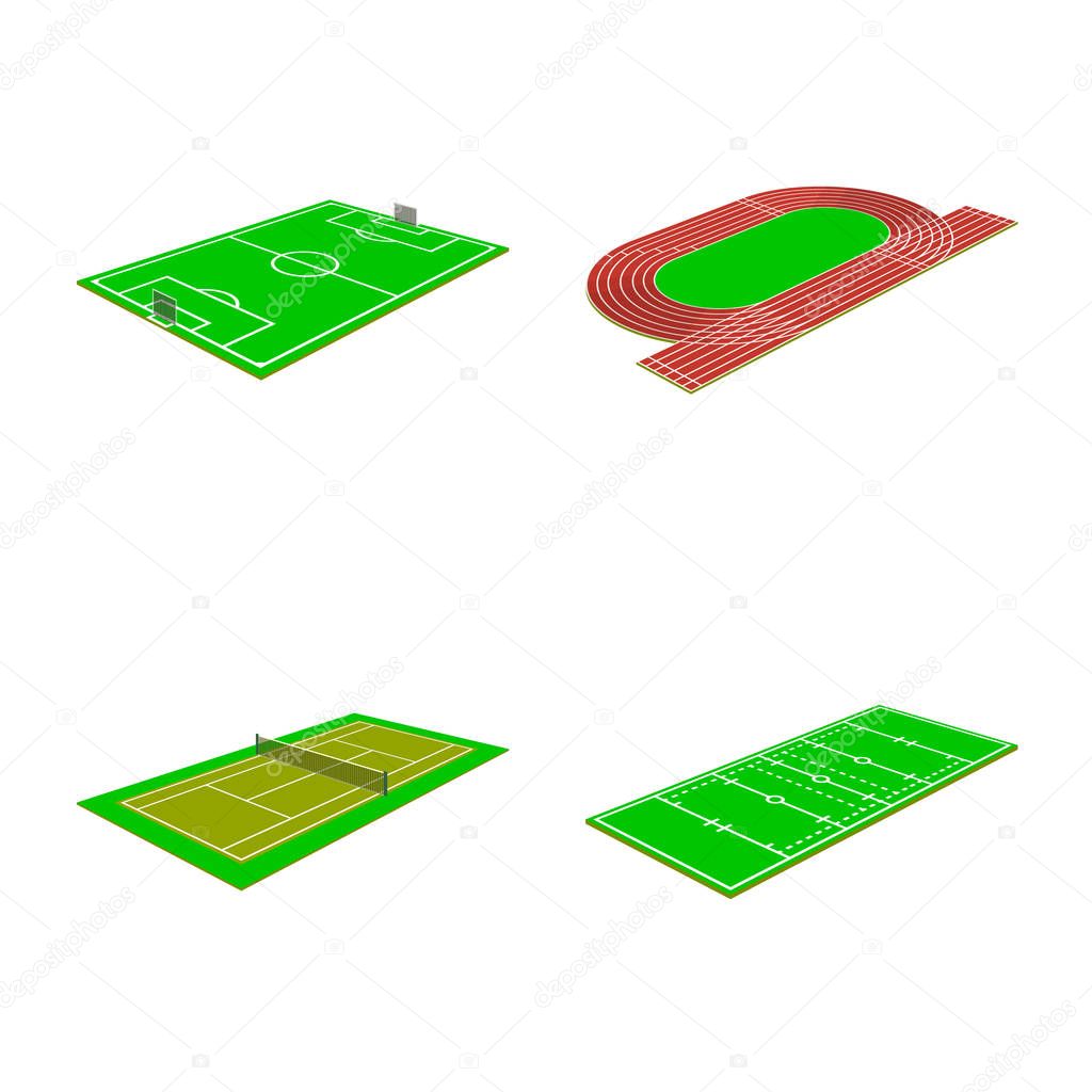 Vector design of stadium and grass logo. Set of stadium and game vector icon for stock.