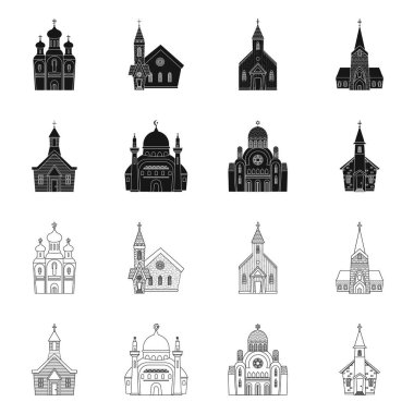 Tarikat ve tapınak işaretinin izole edilmiş bir nesnesi. Stok için kült ve cemaat vektör simgesi kümesi.