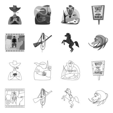 Vektör Illustration Texas ve Tarih işareti. Web için Teksas ve kültür stok sembolü koleksiyonu.
