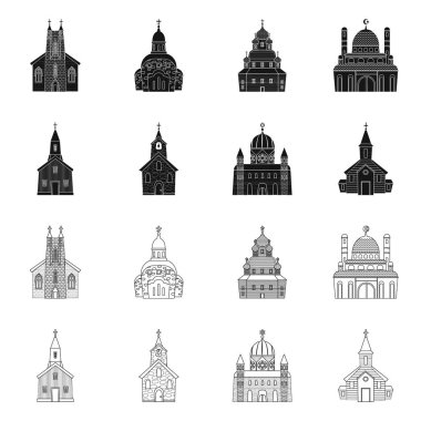 Kült ve tapınak işareti vektör Illustration. Web için Cult ve Parish stok sembolü koleksiyonu.