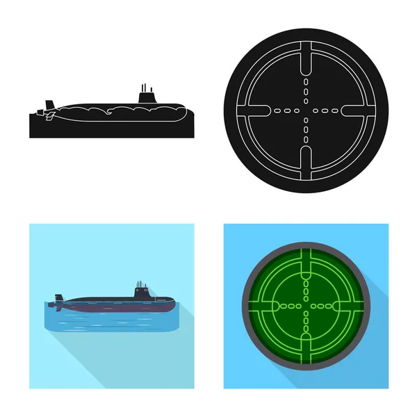 Isolated object of war and ship symbol. Set of war and fleet stock symbol for web. — Stock Vector