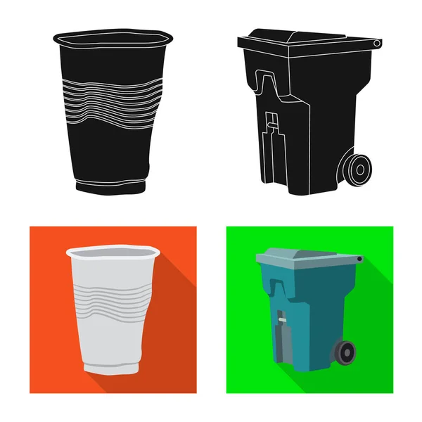 Vektorová ilustrace odmítací a nevyžádané ikony. Sada ikon odpadu a odpadového vektoru pro zásoby. — Stockový vektor