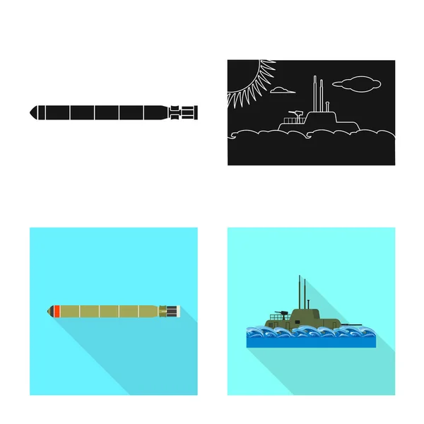 Isolated object of war and ship sign. Set of war and fleet vector icon for stock. — Stock Vector