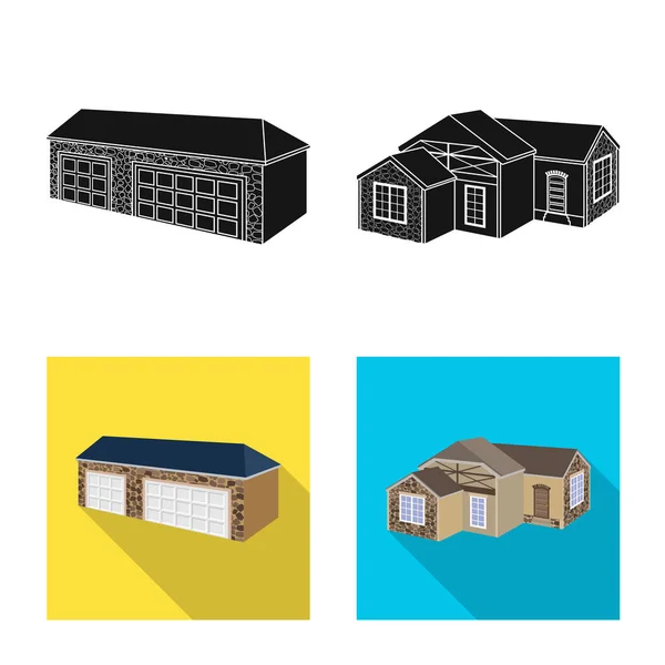 Vektor-Design von Fassade und Gehäuseschild. Sammlung von Fassade und Infrastruktur-Vektor-Symbol für Aktien. — Stockvektor