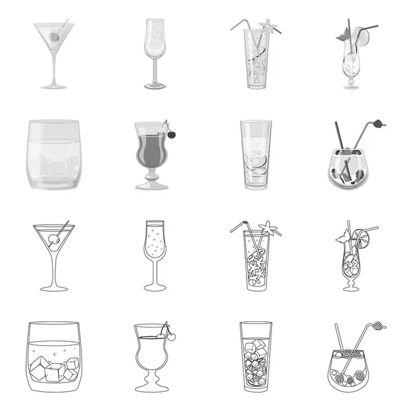 Векторный дизайн ликера и ресторанного символа. Коллекция векторной иллюстрации запасов ликера и ингредиентов . — стоковый вектор