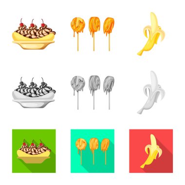 Doğal ve vejetaryen simge vektör Illustration. Doğal ve yeme hisse senedi vektör çizim seti.