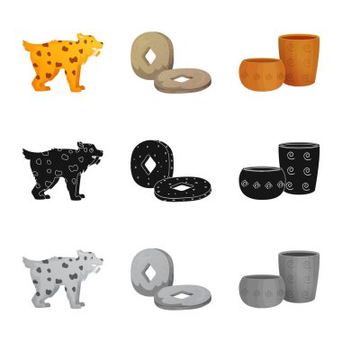 Evrimin izole nesnesi ve neolitik logo. Web için evrim ve ilkel stok sembolü koleksiyonu.