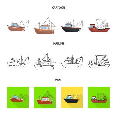 Ulaşım ve endüstriyel logo vektör tasarımı. Stok için taşıma ve yat vektör simgesinin toplanması.
