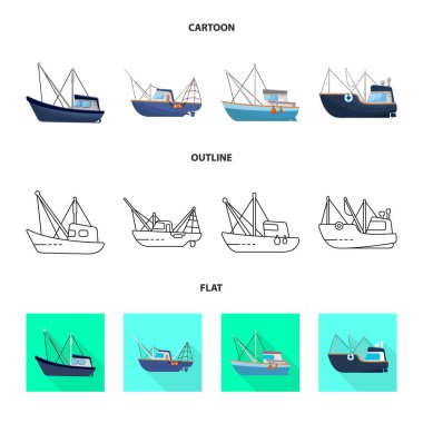 Taşıma ve endüstriyel logo izole nesne. Web için taşıma ve yat stok sembolü seti.