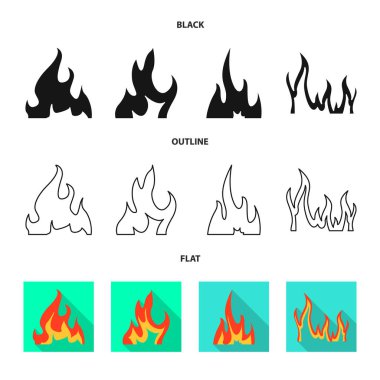 Parlak ve tehlikeli bir işaretizole nesne. Parlak ve orman yangını stok vektör illüstrasyon koleksiyonu.
