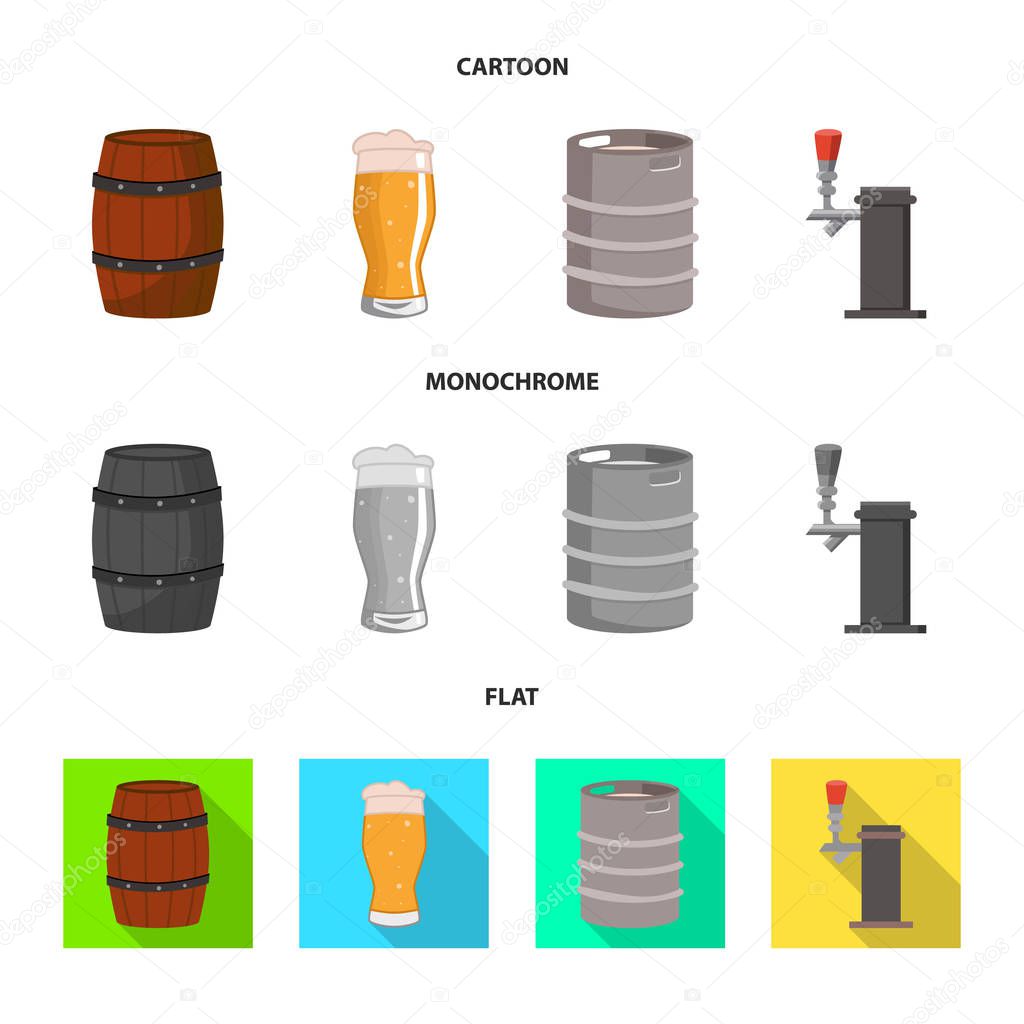 Vector design of brewery and brewing icon. Set of brewery and ingredient stock vector illustration.