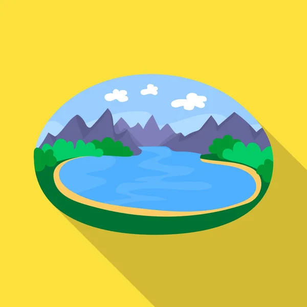 Conception vectorielle du paysage et signe du lac. Illustration vectorielle du paysage et du stock d'eau . — Image vectorielle