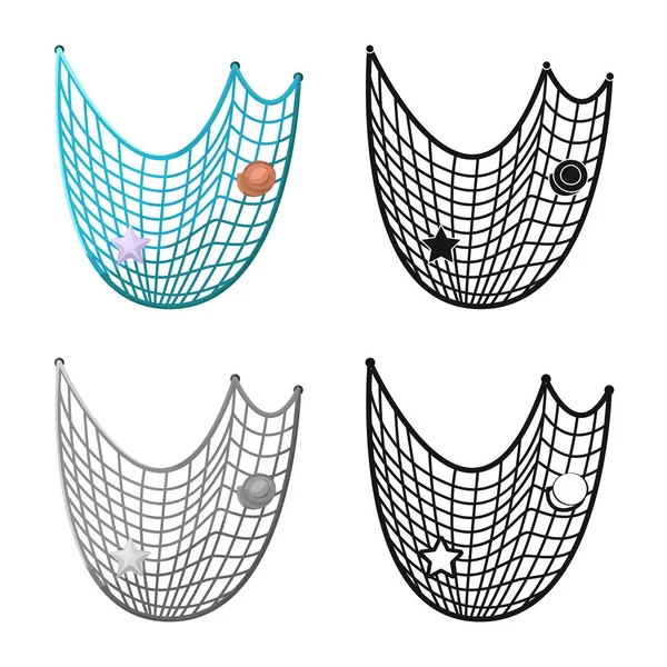 Vector illustratie van Fishnet en vis pictogram. Set van Fishnet en vangst voorraad symbool voor web. — Stockvector