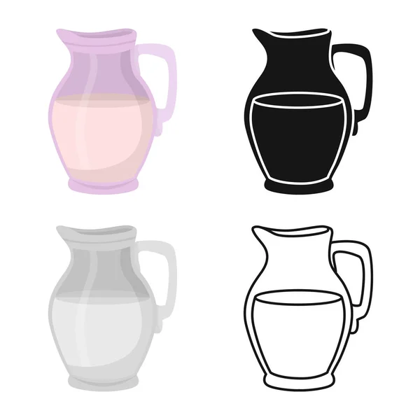 Vector illustratie van kruik en melk teken. Set van kruik en glas Stock vector illustratie. — Stockvector