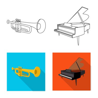 Müzik ve melodi logo yalıtılmış nesne. Web için müzik ve aracı hisse senedi simgesi kümesi.
