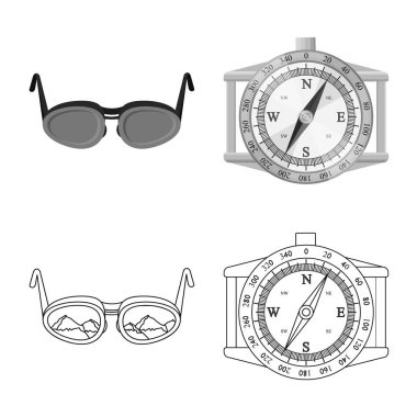 Dağcılık ve tepe simge vektör çizimi. Kamp ve dağcılık Topluluğu web için hisse senedi simgesi.