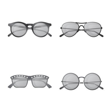 Gözlük ve güneş gözlüğü sembolü yalıtılmış nesne. Gözlük ve web için aksesuar hisse senedi simgesi.