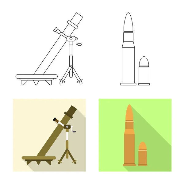 Ilustración vectorial del arma y el logotipo del arma. Conjunto de armas y ejército stock vector ilustración . — Vector de stock
