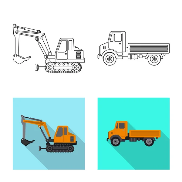 Vector ontwerp van bouw- en constructie-pictogram. Set van bouw en machines aandelensymbool voor web. — Stockvector