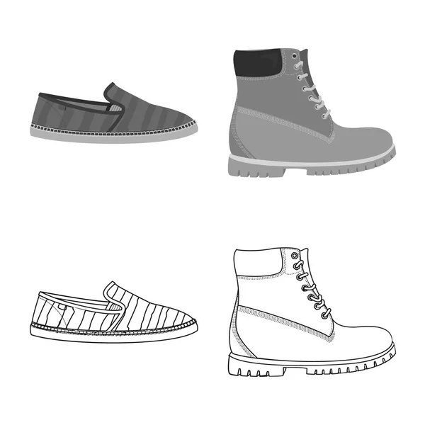 Illustrazione vettoriale del segno scarpa e calzature. Raccolta di scarpe e piedi stock illustrazione vettoriale . — Vettoriale Stock