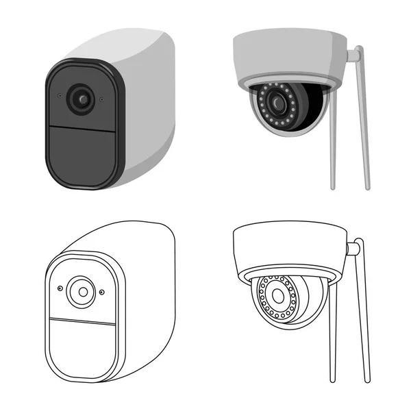 Векторный дизайн видеонаблюдения и вывески камеры. Набор видеонаблюдения и системный символ запаса для интернета . — стоковый вектор