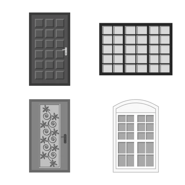 Illustration vectorielle de la porte et du panneau avant. Collection de porte et symbole de stock en bois pour toile . — Image vectorielle