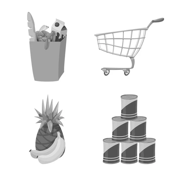 Elkülönített objektum étel és ital megjelölés. Gyűjteménye élelmiszer és áruház vektor ikon készletek. — Stock Vector