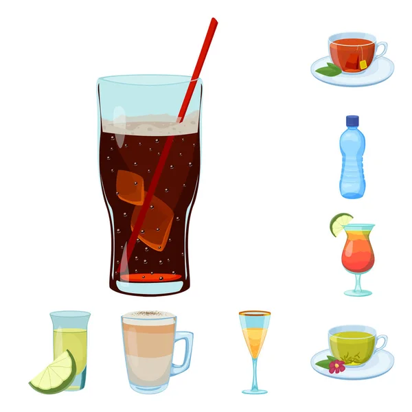 Objek minuman yang terisolasi dan simbol bar. Collection of drink and party stock symbol for web . - Stok Vektor