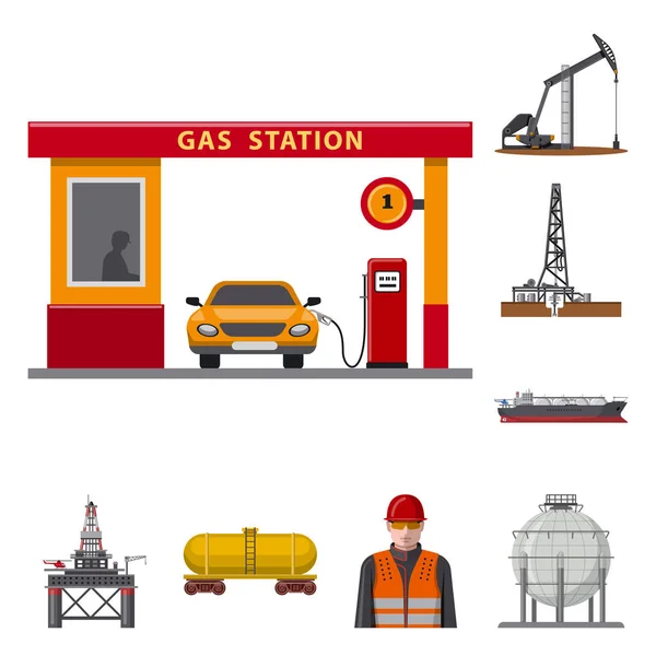 Objet isolé du logo pétrole et gaz. Ensemble d'icône vectorielle huile et essence pour stock . — Image vectorielle
