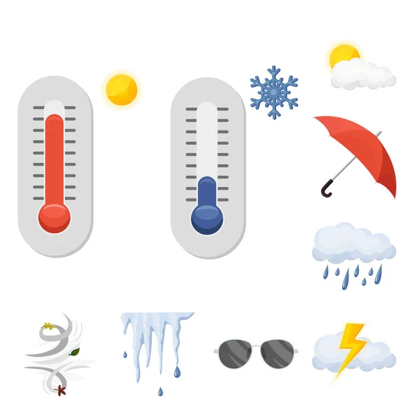 Objeto aislado de clima y símbolo del clima. Conjunto de ilustración de vectores de tiempo y nube . — Vector de stock