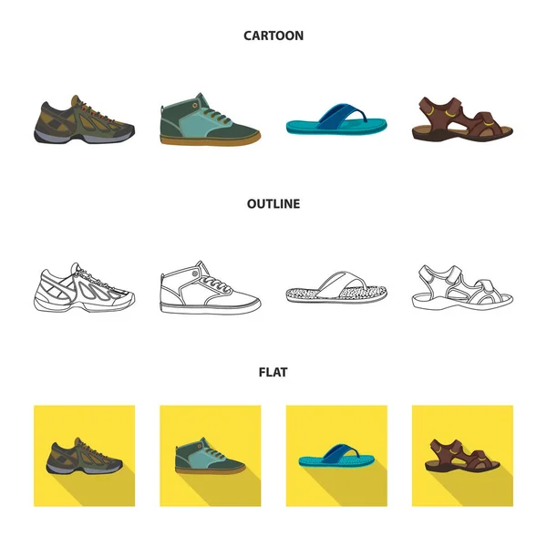 Векторная иллюстрация знака обуви и обуви. Набор векторных значков обуви и ног для склада . — стоковый вектор