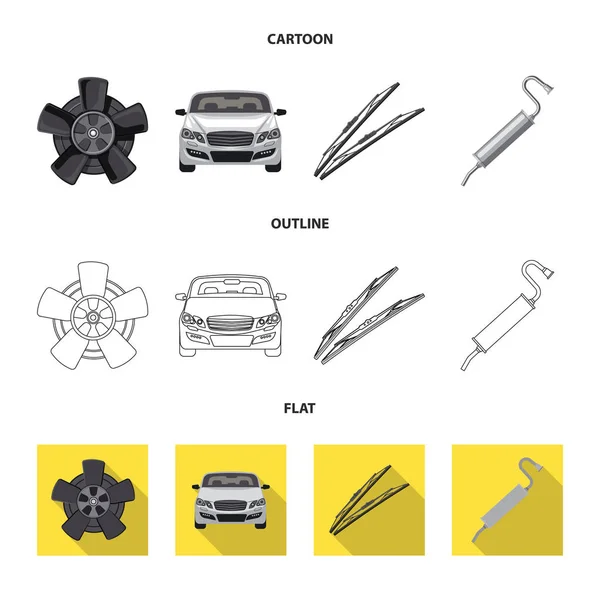 Ilustración vectorial de auto y logotipo de la pieza. Colección de auto y coche stock vector ilustración . — Vector de stock