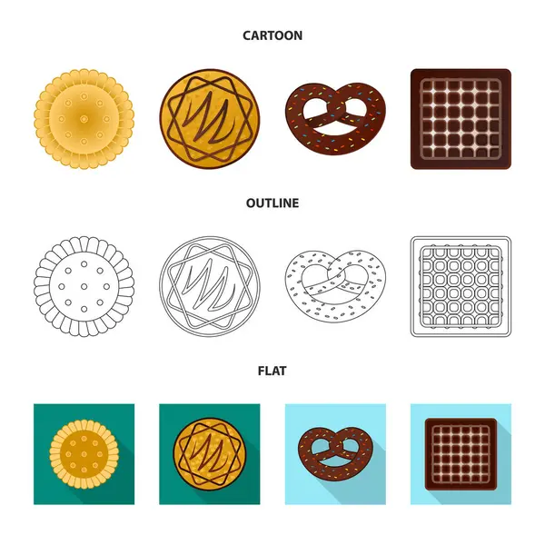 Векторный дизайн печенья и символа выпечки. Набор печенья и шоколада символ запасов для паутины . — стоковый вектор