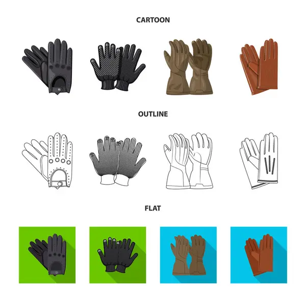 Isoliertes Objekt aus Handschuh und Wintersymbol. Set von Handschuhen und Ausrüstung Vektor Illustration. — Stockvektor
