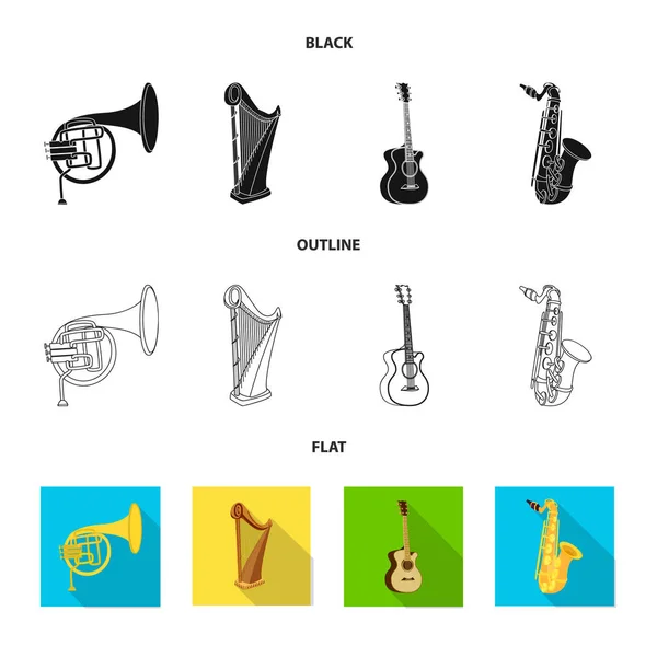 Vektor design av musik och tune symbol. Uppsättning av verktyg och musik aktiesymbol för webben. — Stock vektor