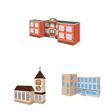 Bina ve ev logosu izole nesne. Stok lar için bina ve inşaat vektör simgesi kümesi.
