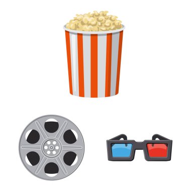 Sinema ve tiyatro sembolü vektör illüstrasyon. Web için sinema ve eğlence stok sembolü seti.